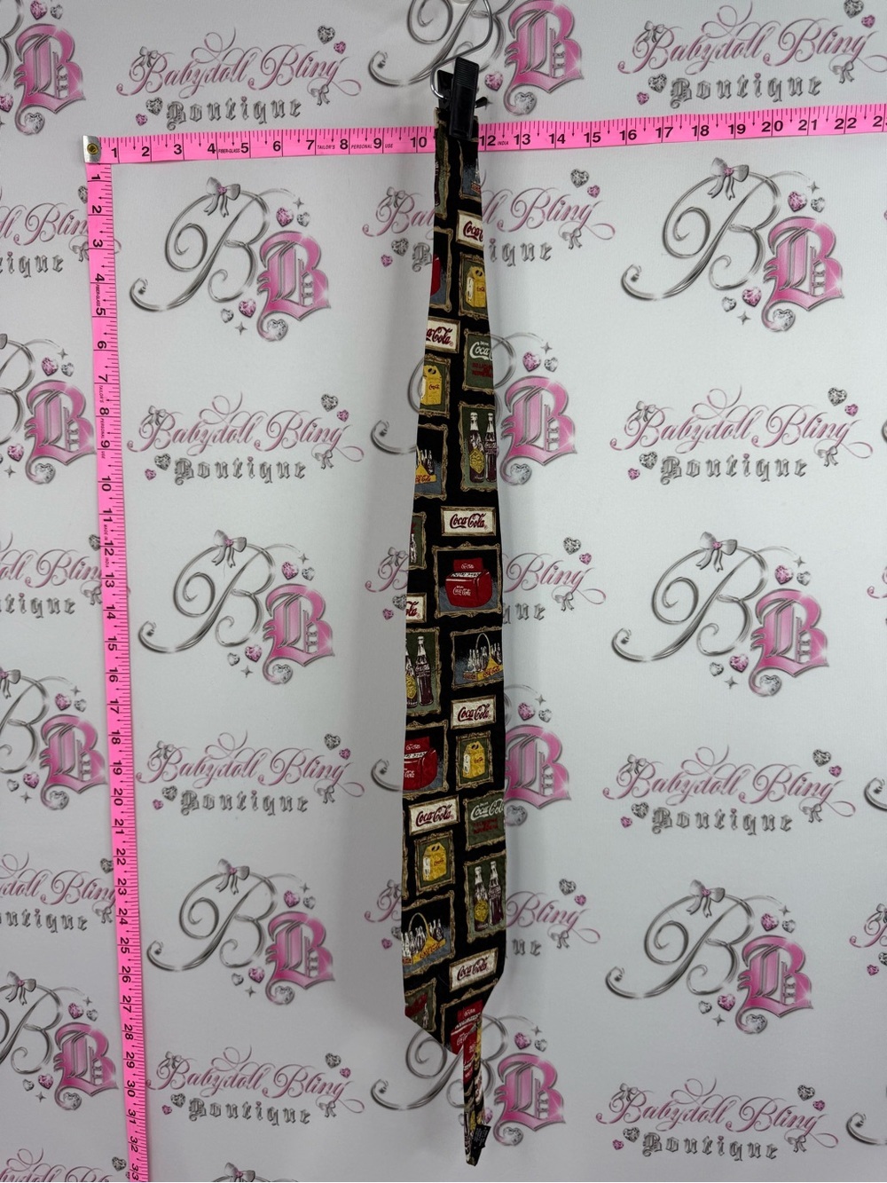 Coca-Cola Black Tie with Red, Yellow and Cream Bottle Labels